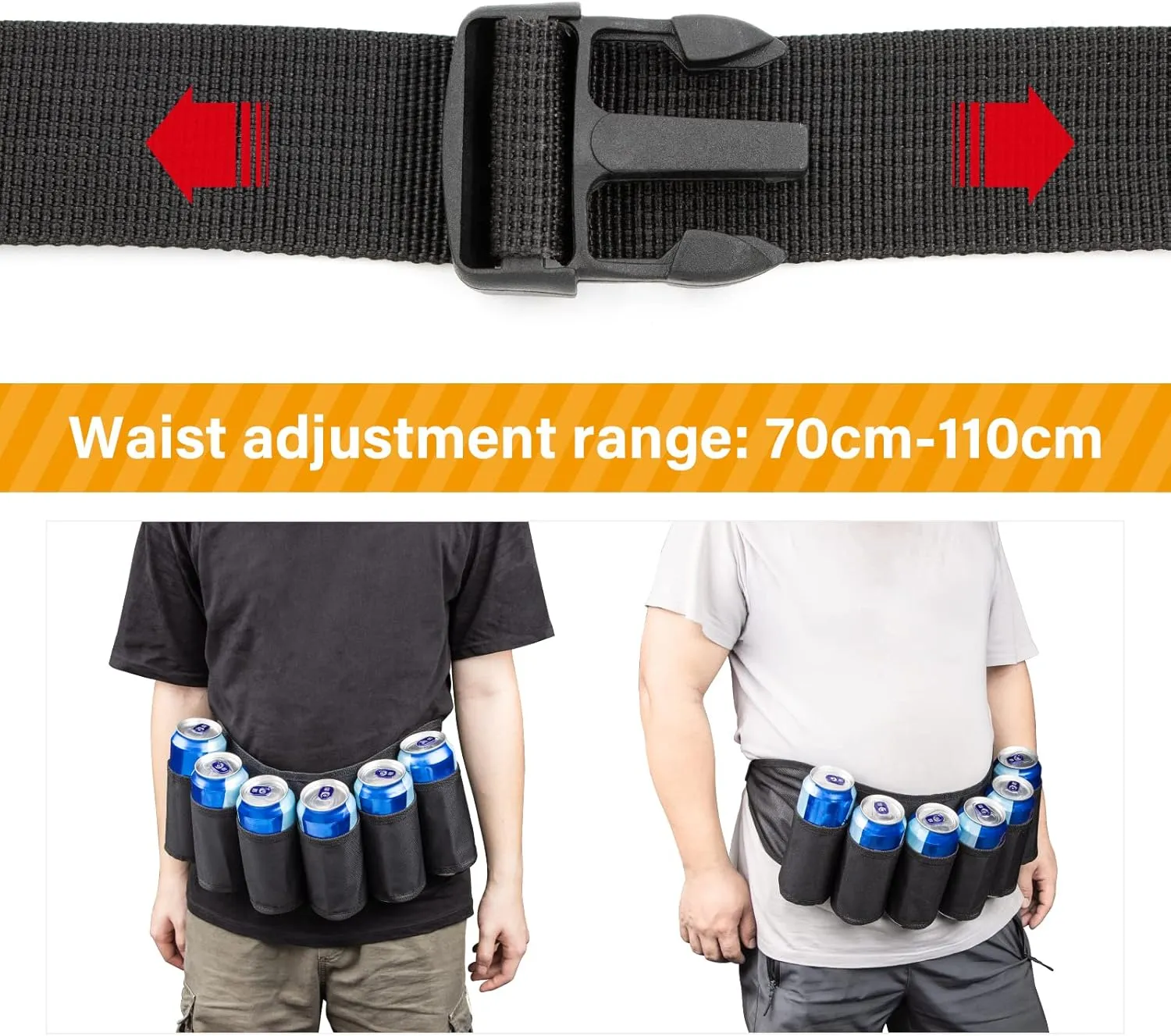 Adhafera Beer Belt, Adjustable 6 Pack Beer Belt Holder, Oxford Beer Waist Holder for Man, Women, White Elephant Game Ideas (Blue)