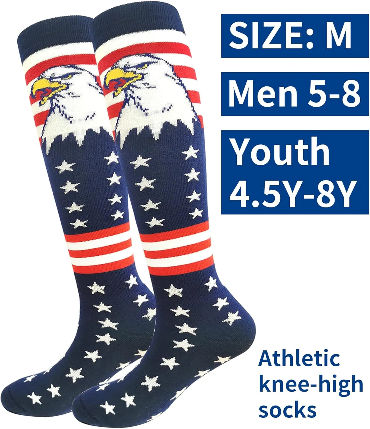 American Flag Athletic Knee-high Socks for Baseball Football Softball Soccer