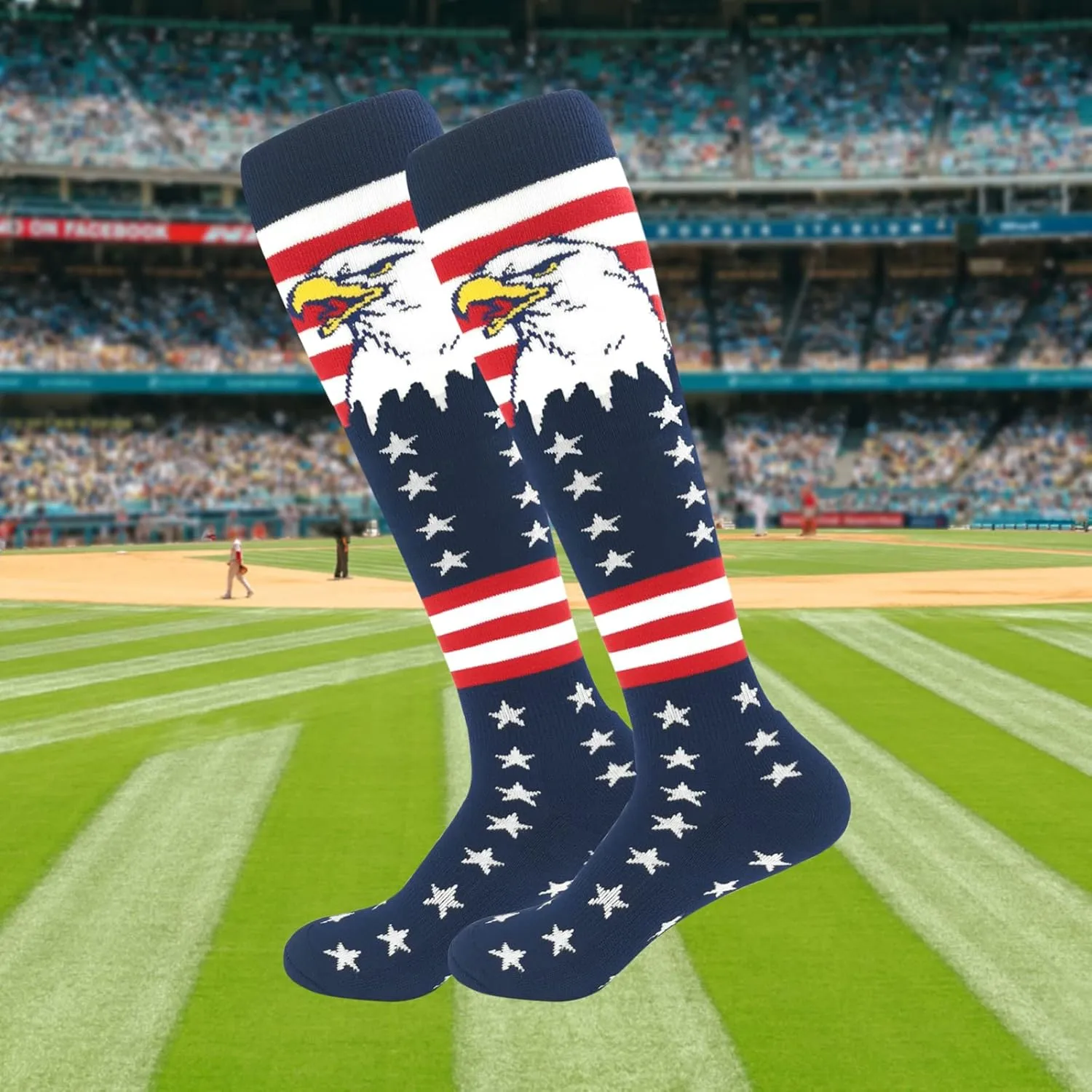 American Flag Athletic Knee-high Socks for Baseball Football Softball Soccer