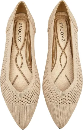 Ballet Flats Shoes for Women Knit Mesh Flats Shoes Womens Dressy Comfortable Pointed Toe Washable Slip On Flat