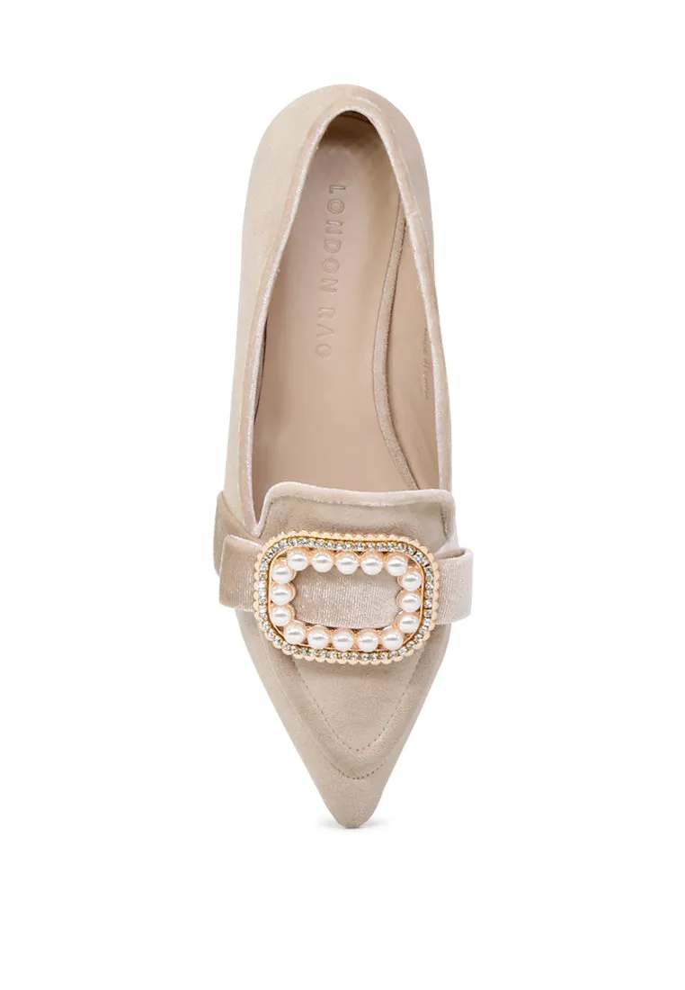 Beige Pointed Flat Ballerinas