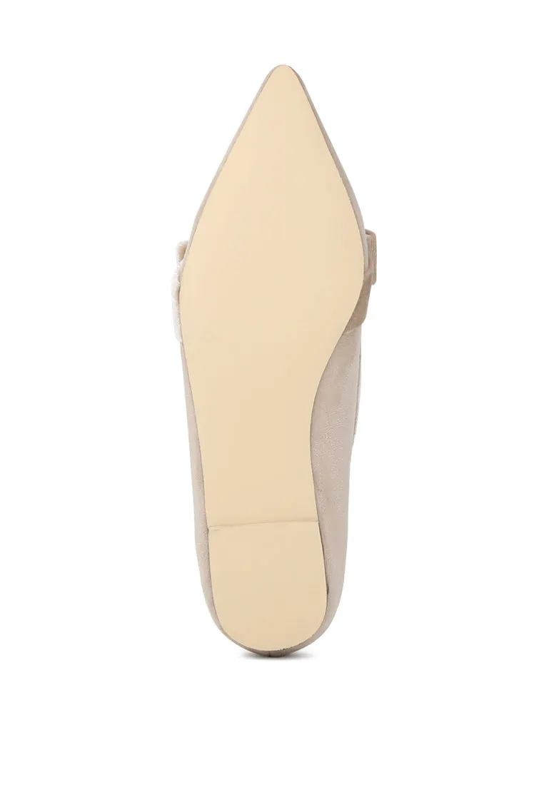 Beige Pointed Flat Ballerinas