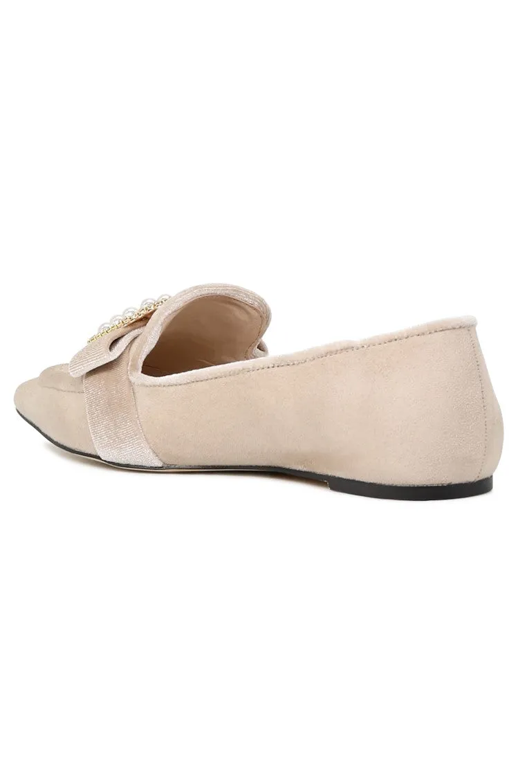 Beige Pointed Flat Ballerinas