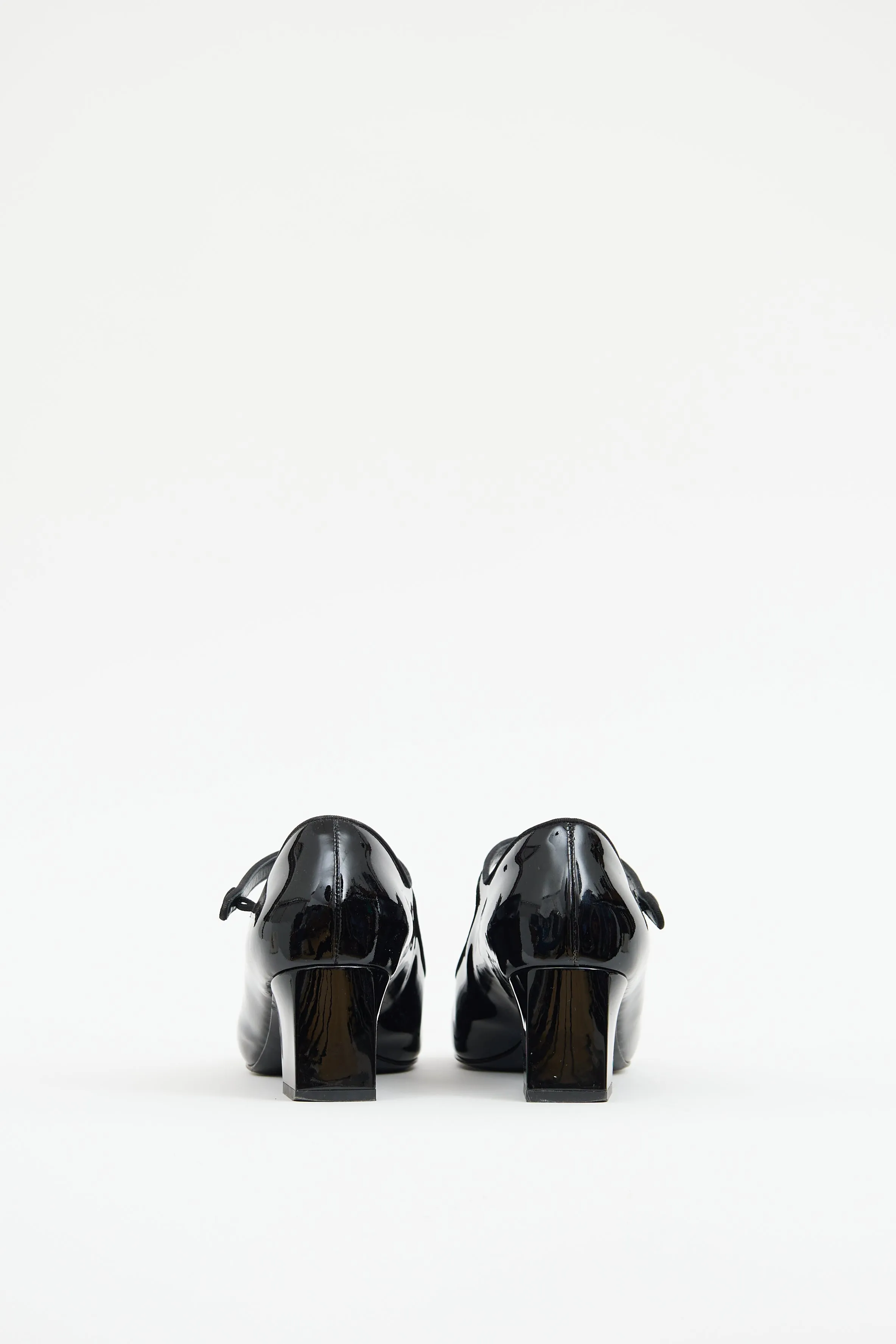 Black Patent Leather T-Bar Strap Triomphe Heel