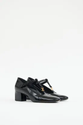 Black Patent Leather T-Bar Strap Triomphe Heel