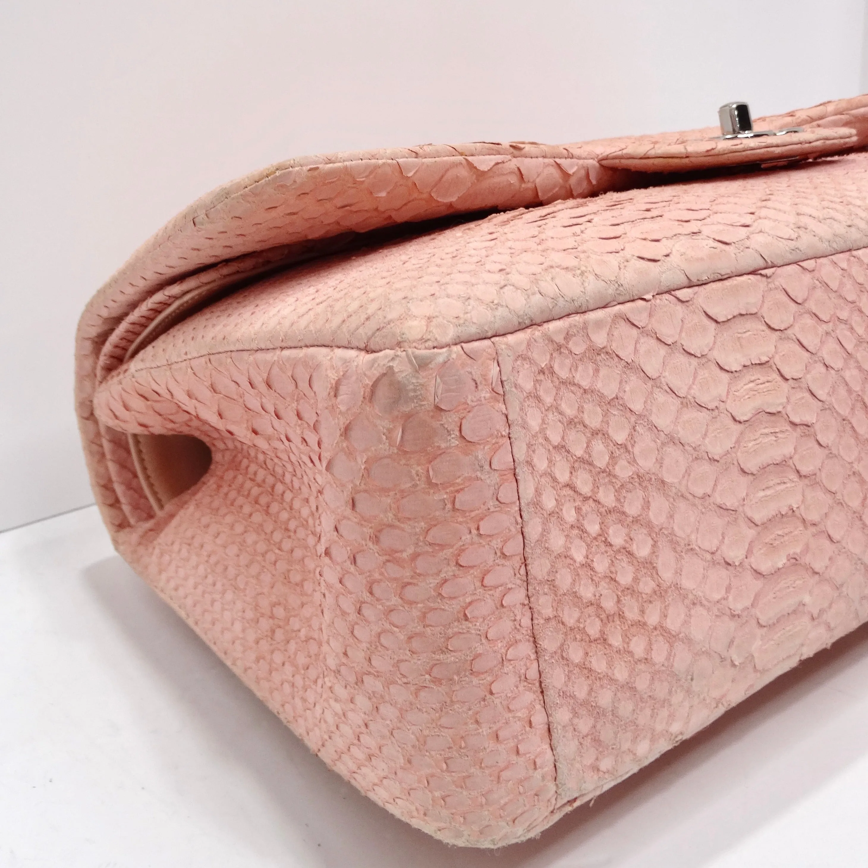 Chanel Pink Python Jumbo Double Flap Handbag
