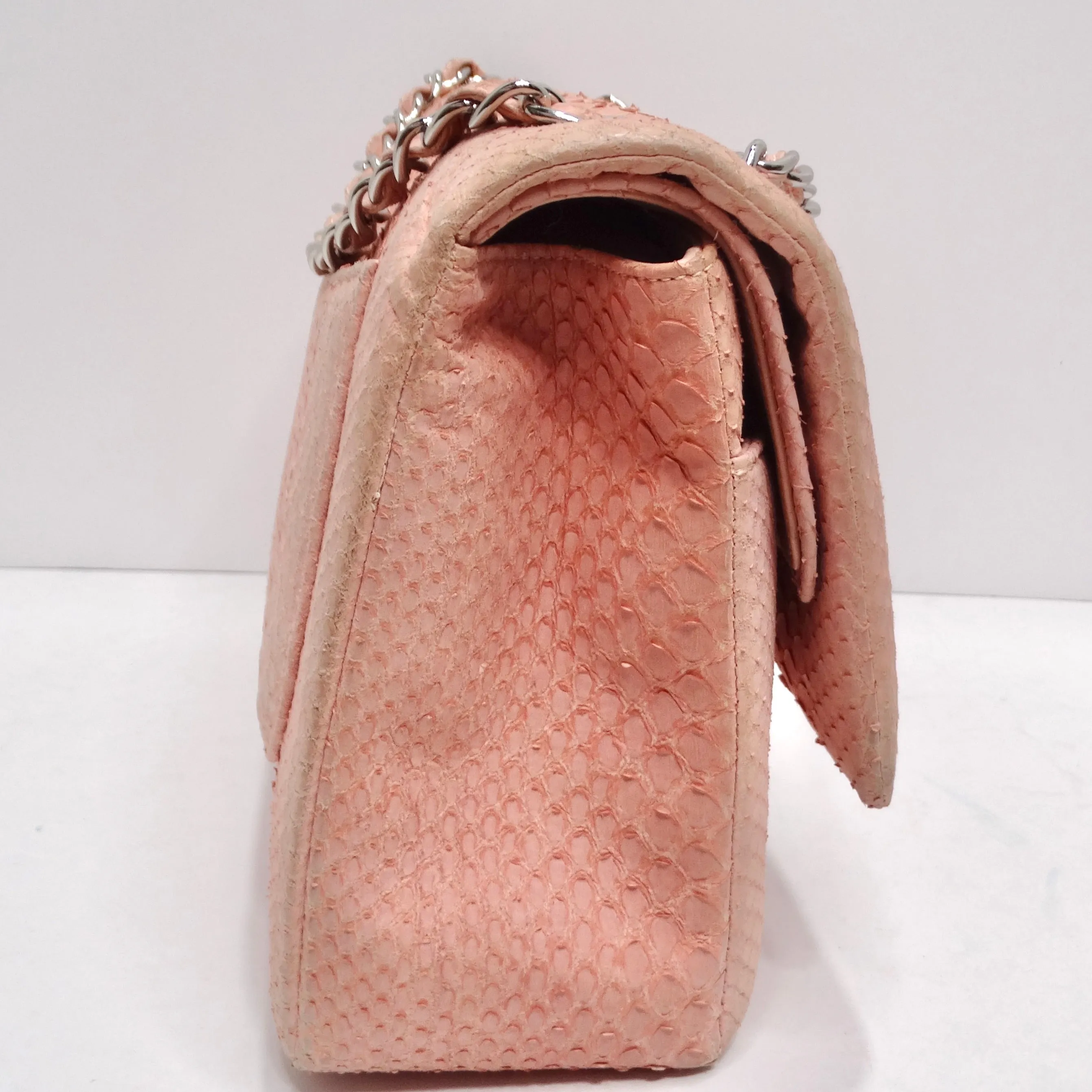 Chanel Pink Python Jumbo Double Flap Handbag