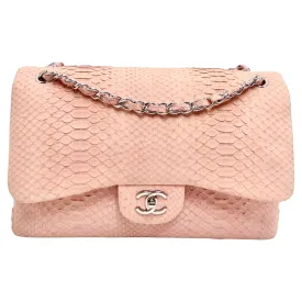 Chanel Pink Python Jumbo Double Flap Handbag