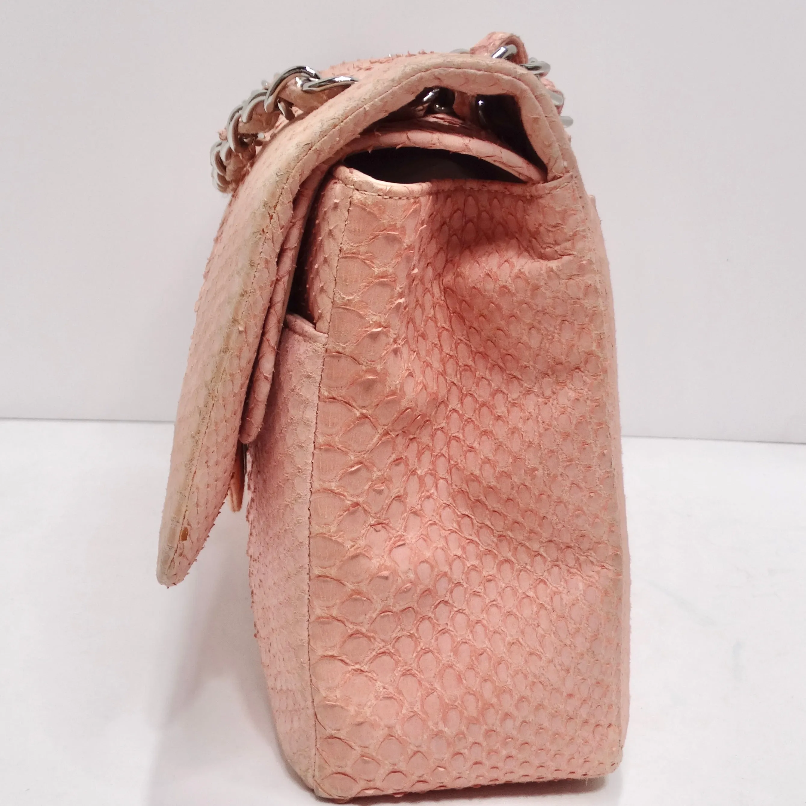Chanel Pink Python Jumbo Double Flap Handbag