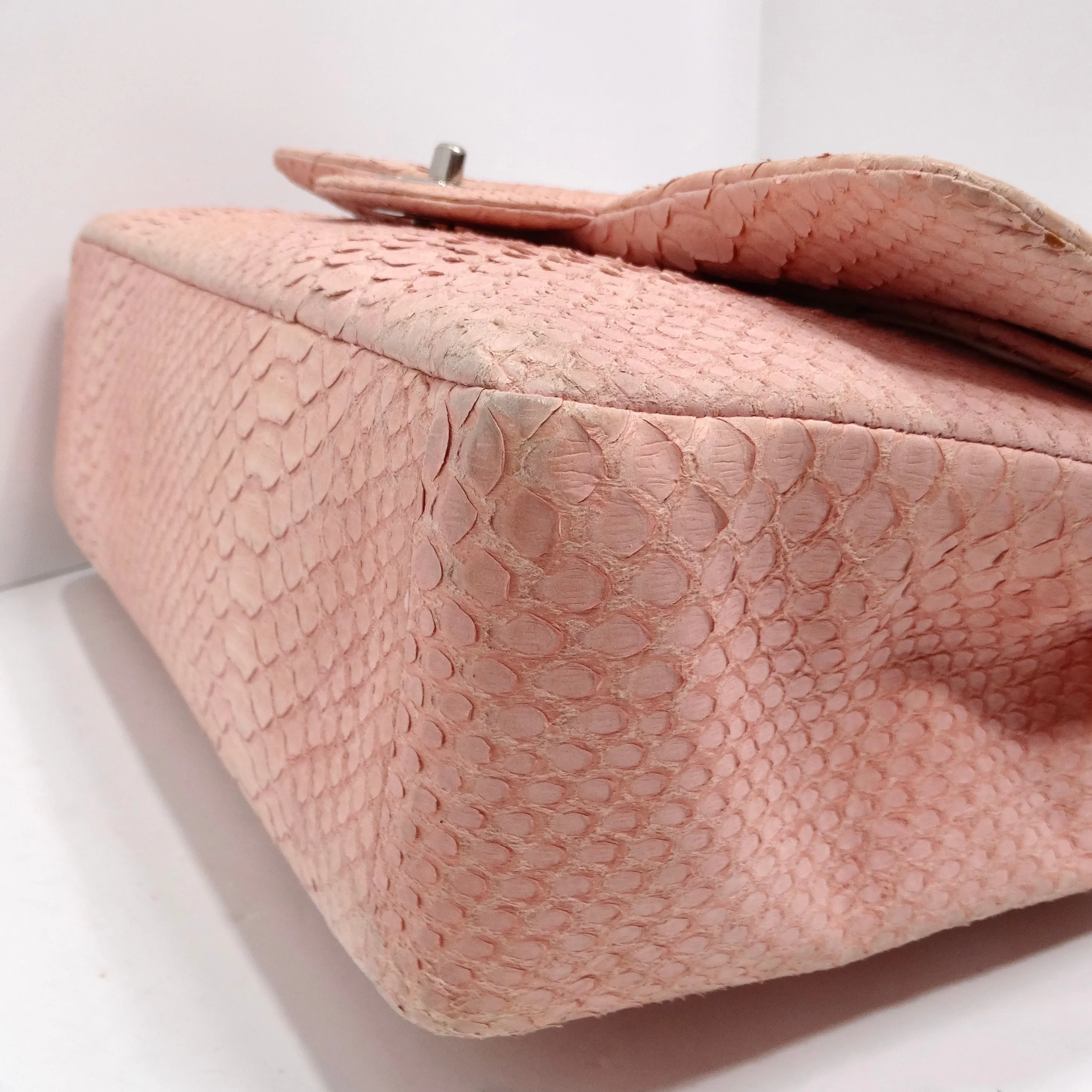 Chanel Pink Python Jumbo Double Flap Handbag