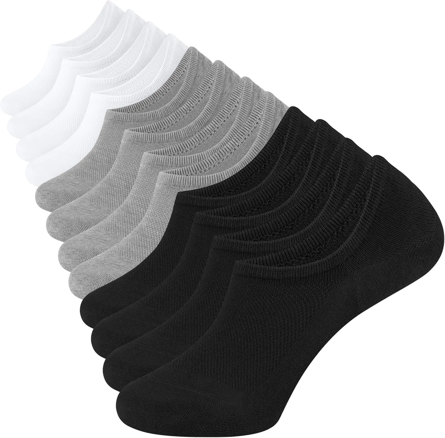 CLOSEMATE 6/8 Pairs Mens No Show Cotton Low Cut Ankle Casual Socks with Non Slip Grips