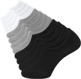 CLOSEMATE 6/8 Pairs Mens No Show Cotton Low Cut Ankle Casual Socks with Non Slip Grips