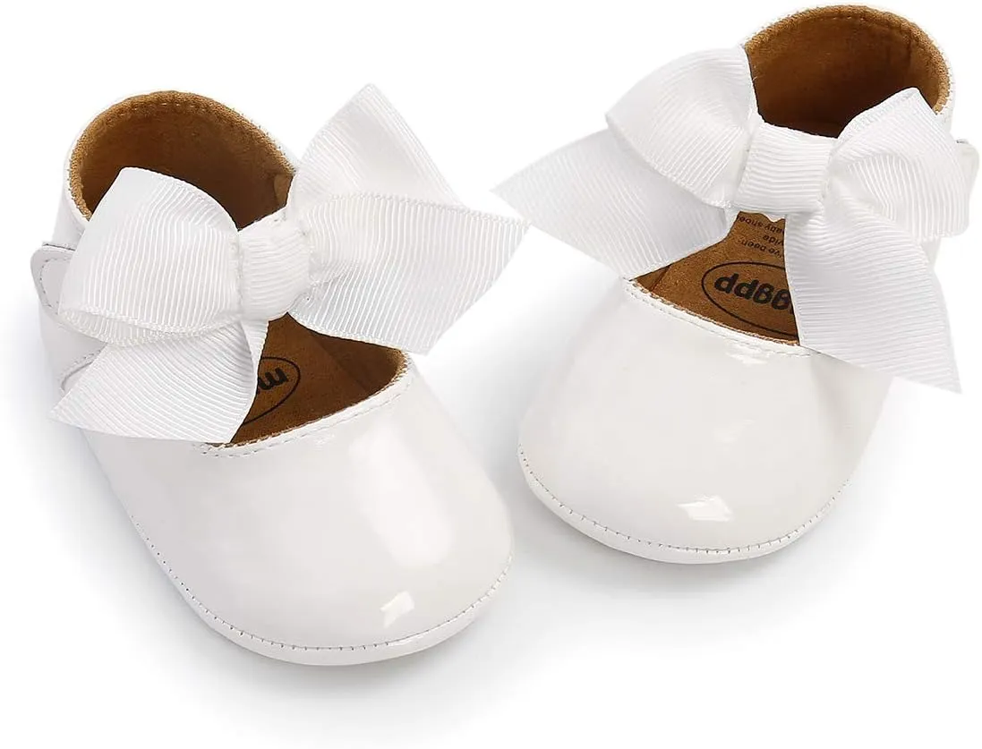 COSANKIM Baby Girls Mary Jane Flats Shoes Anti-Slip Rubber Sole Infant Toddler Princess Wedding Dress Shoes