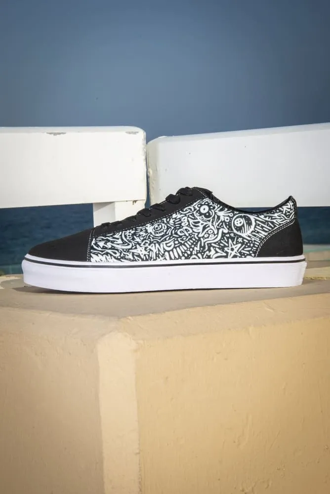 Devious Doodle Print Men's Low Top Skate Sneaker