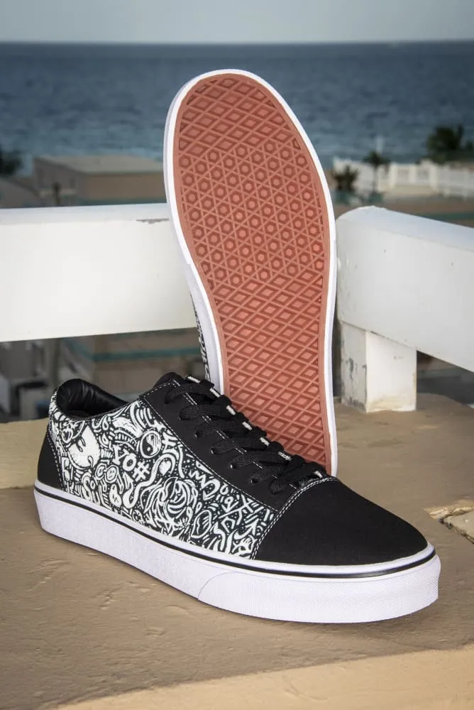 Devious Doodle Print Men's Low Top Skate Sneaker
