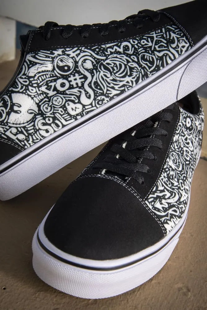 Devious Doodle Print Men's Low Top Skate Sneaker
