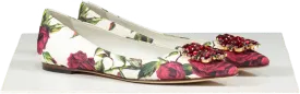 Dolce & Gabbana White Jacquard Rose Print Bellucci Ballet Flats UK 5 EU 38 👠