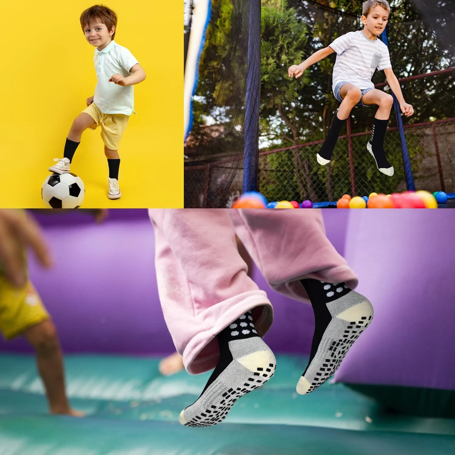 ELUTONG Kids Grip Soccer Socks Anti Slip Football Athletic Sports Crew Socks for 4-16 Years Youth Boys Girls (New Upgrade)