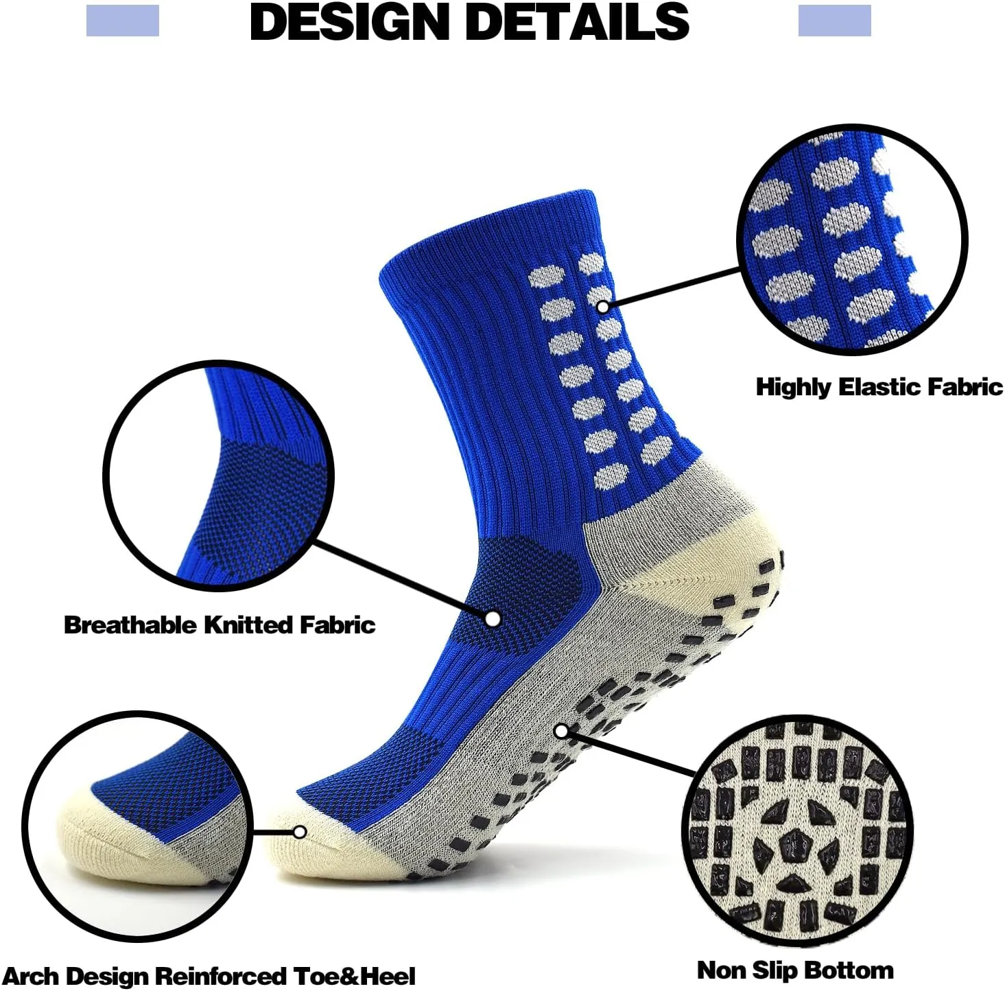 ELUTONG Kids Grip Soccer Socks Anti Slip Football Athletic Sports Crew Socks for 4-16 Years Youth Boys Girls (New Upgrade)