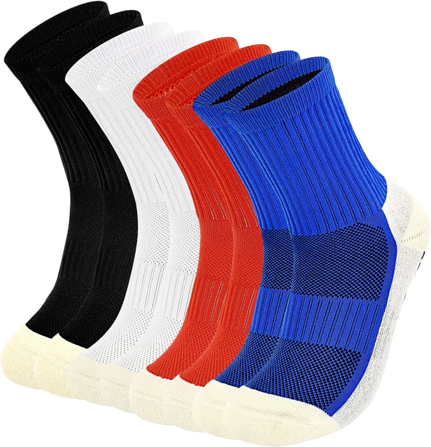 ELUTONG Kids Grip Soccer Socks Anti Slip Football Athletic Sports Crew Socks for 4-16 Years Youth Boys Girls (New Upgrade)