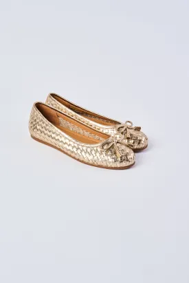 Gia Woven Ballet Flat - Gold
