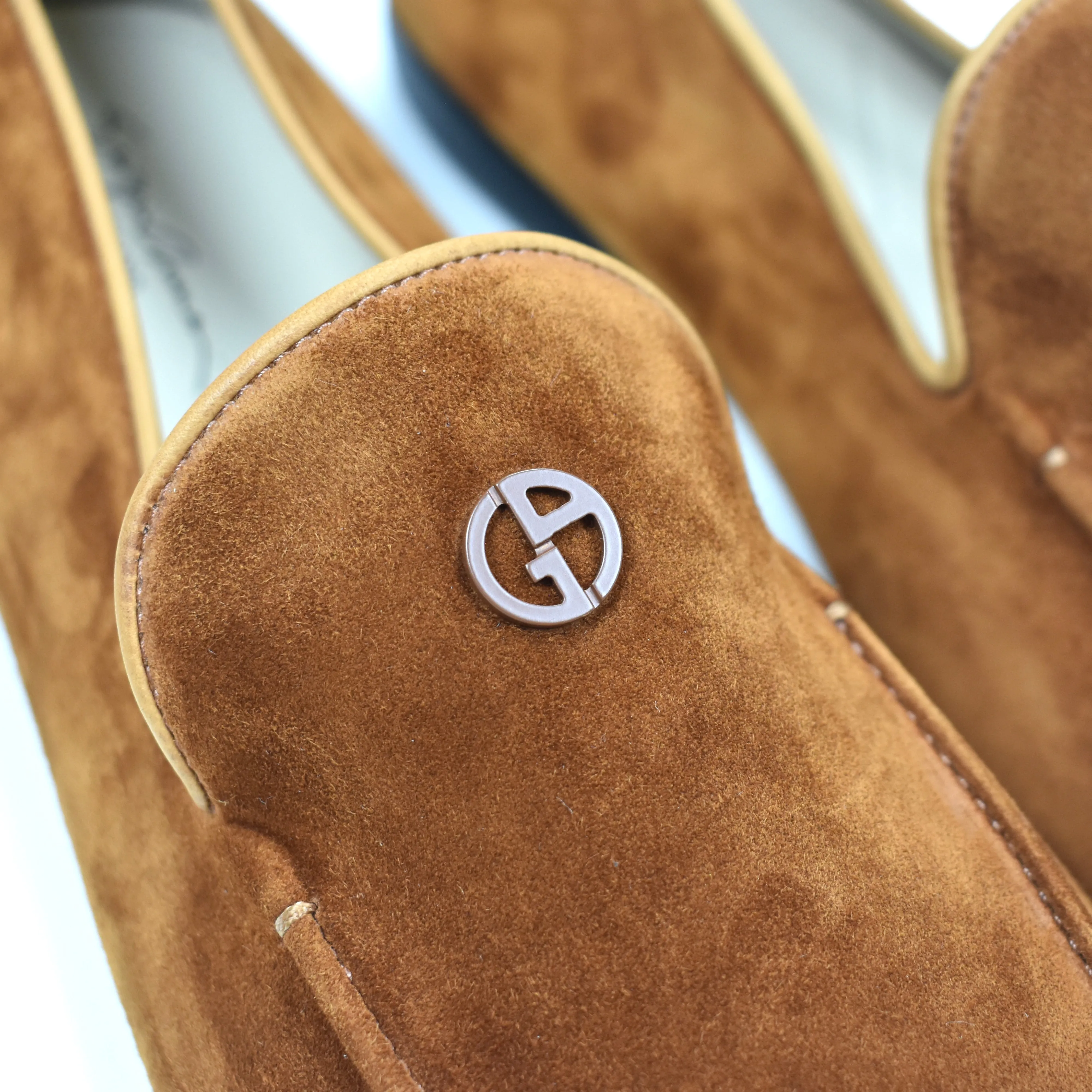 Giorgio Armani - Brown Calf Suede Slippers / Loafers