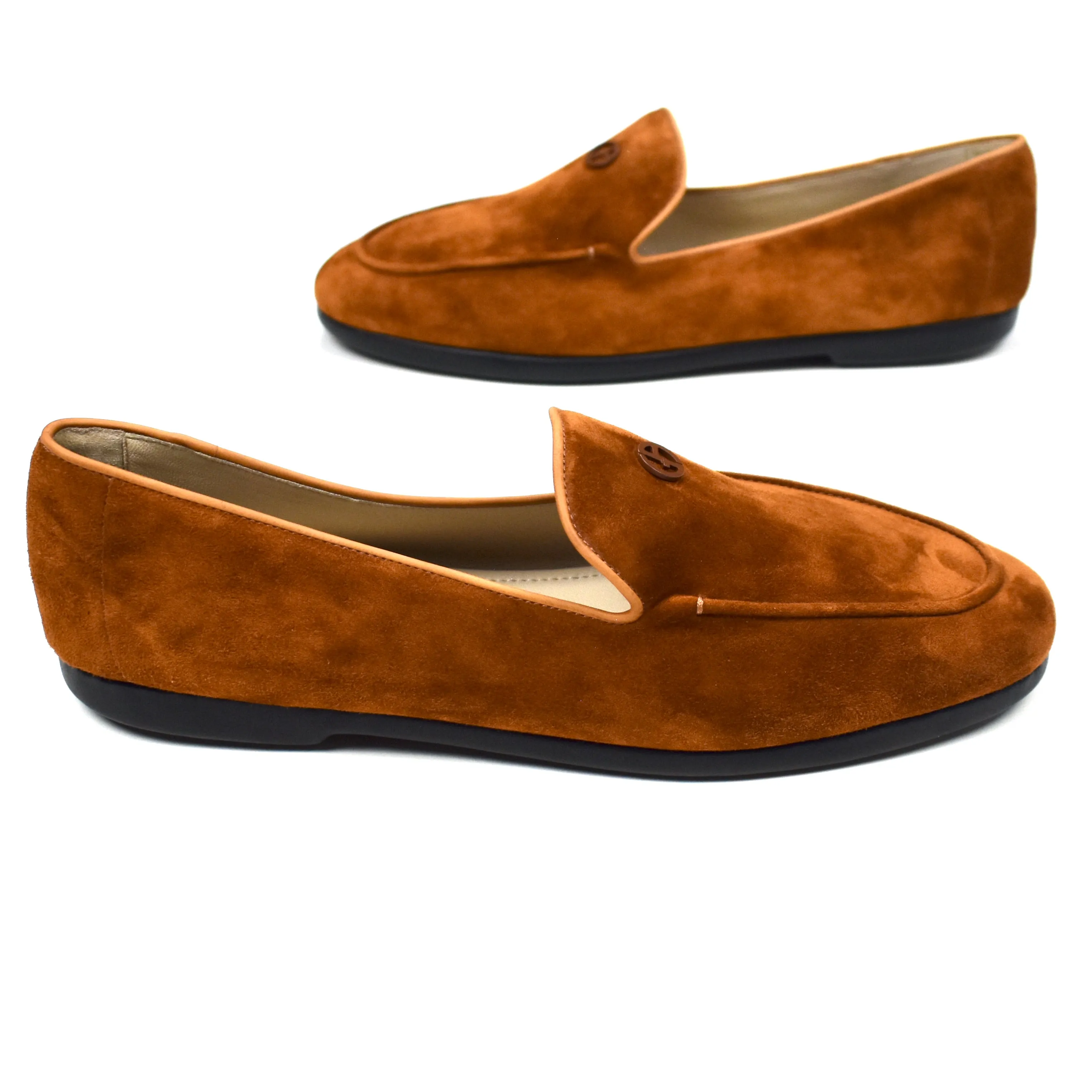 Giorgio Armani - Brown Calf Suede Slippers / Loafers