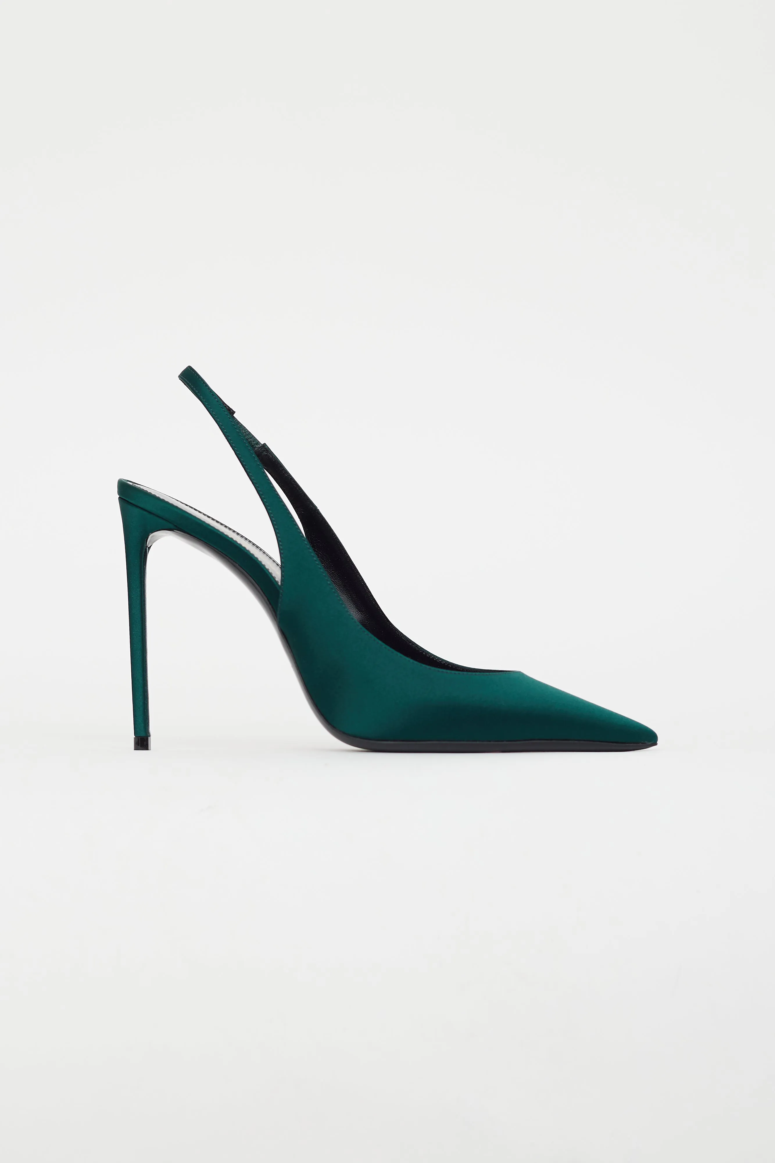 Green Satin Zoe Slingback Heel