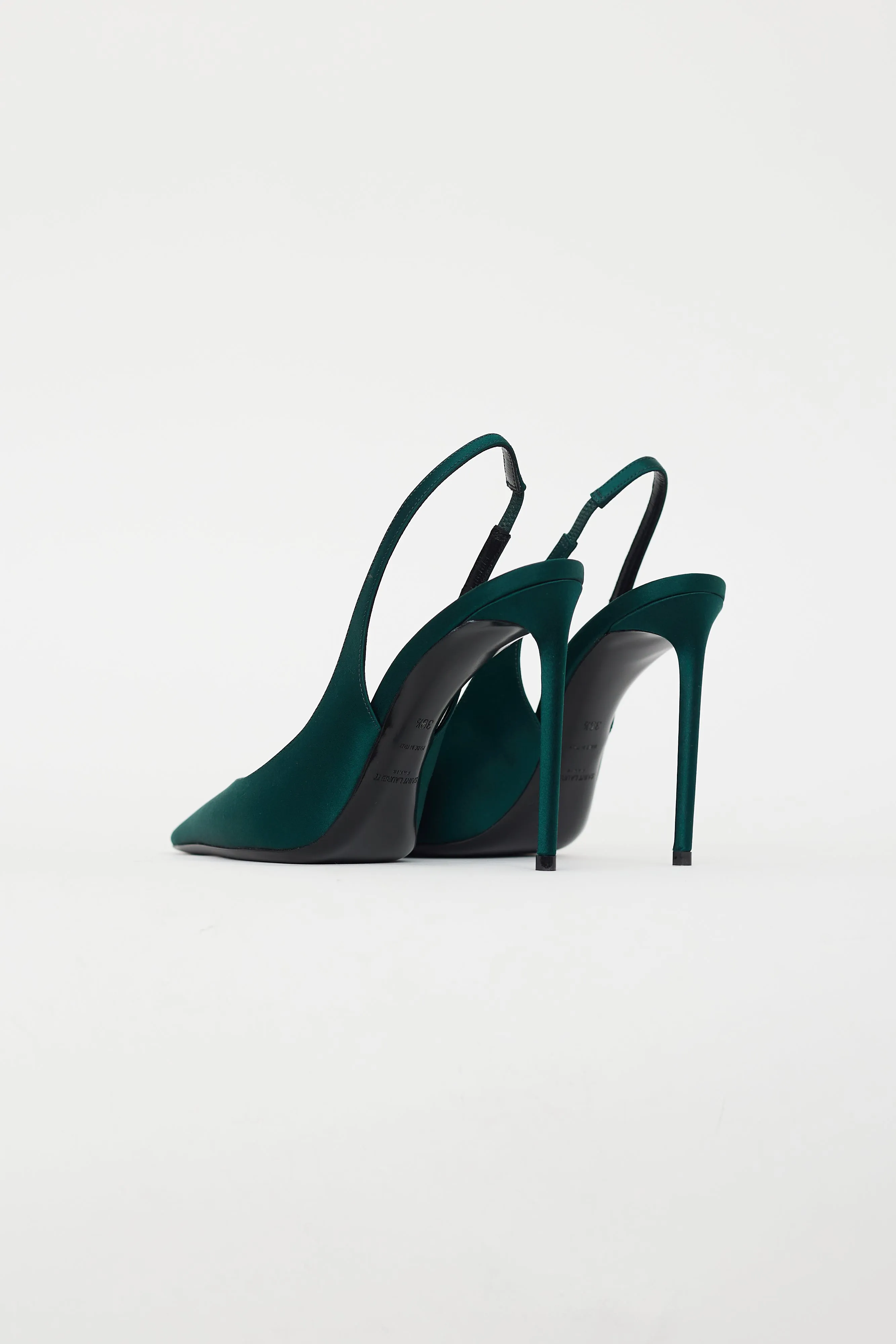 Green Satin Zoe Slingback Heel