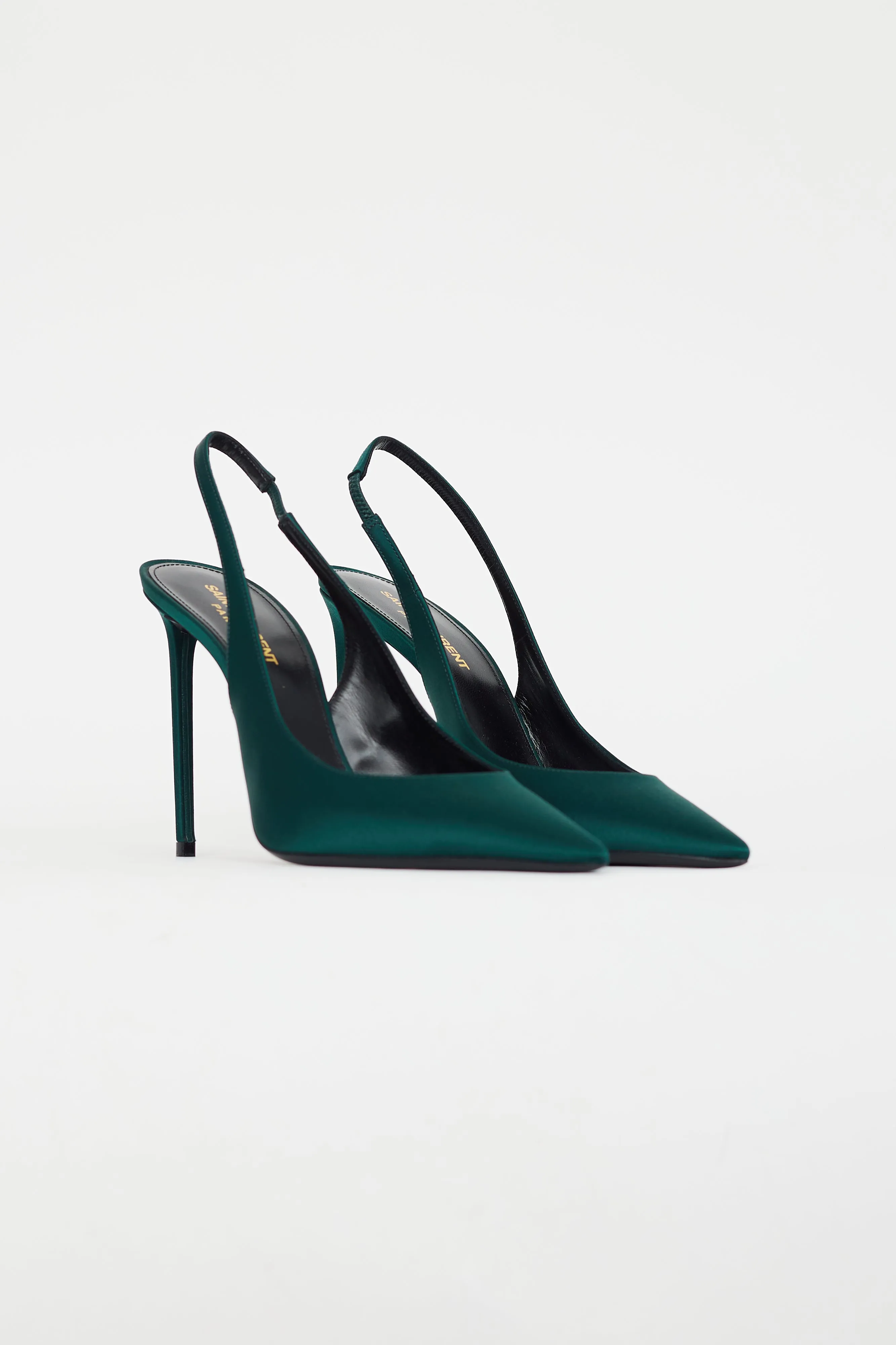 Green Satin Zoe Slingback Heel