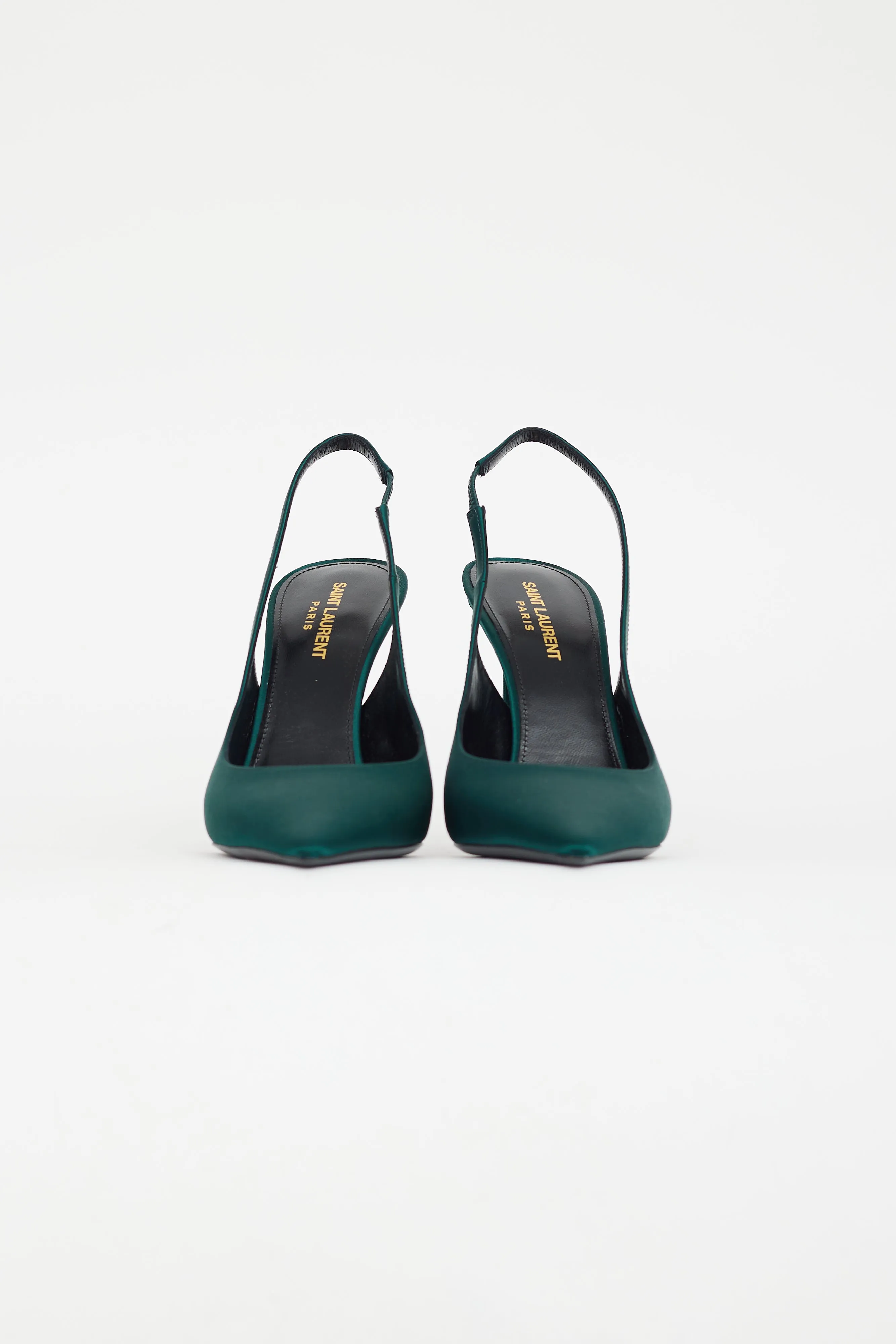 Green Satin Zoe Slingback Heel