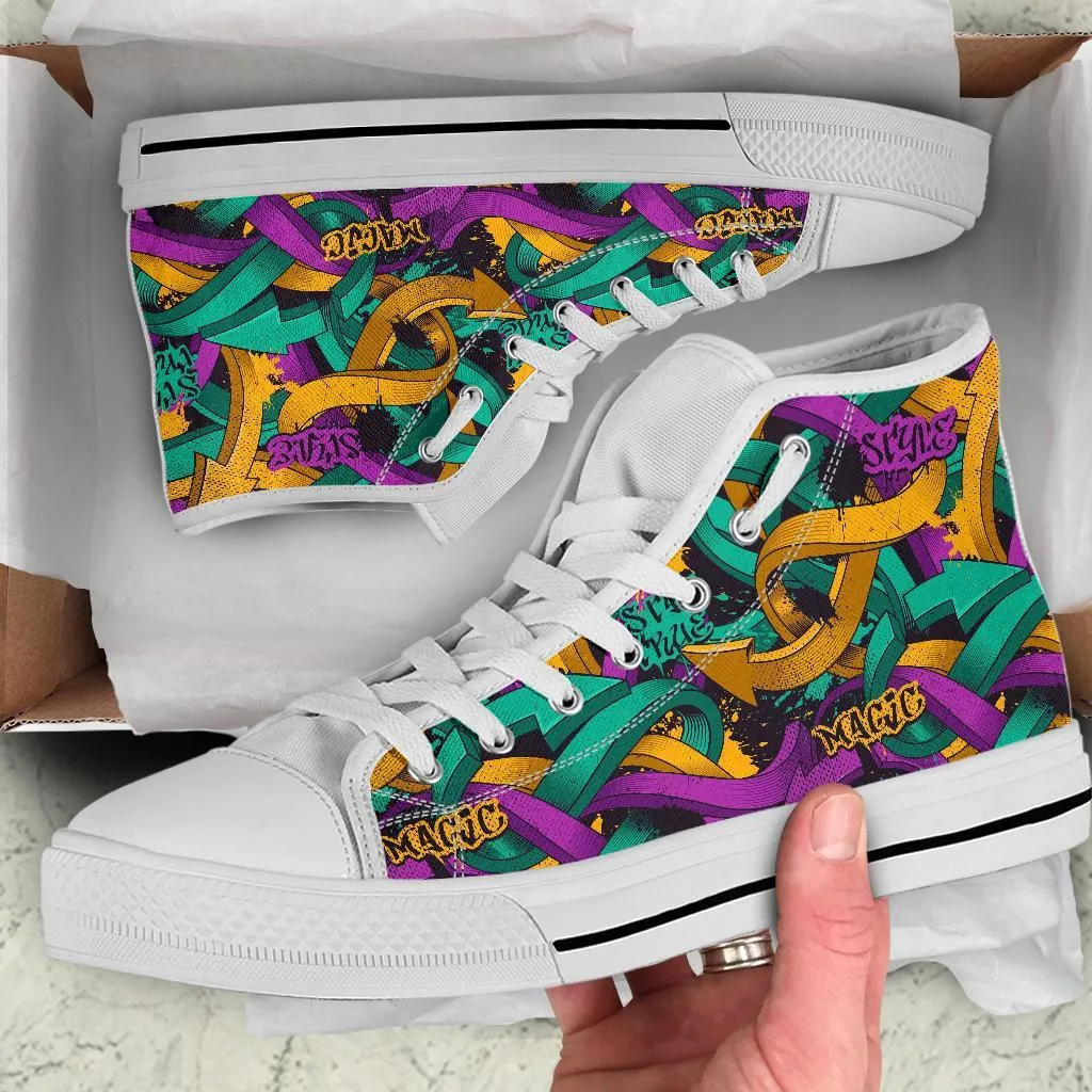 High Top Sneakers - Graffiti Fashion #11 | Custom Shoes, Street Fashion, Urban Street Art, Custom High Tops, Unique Shoes