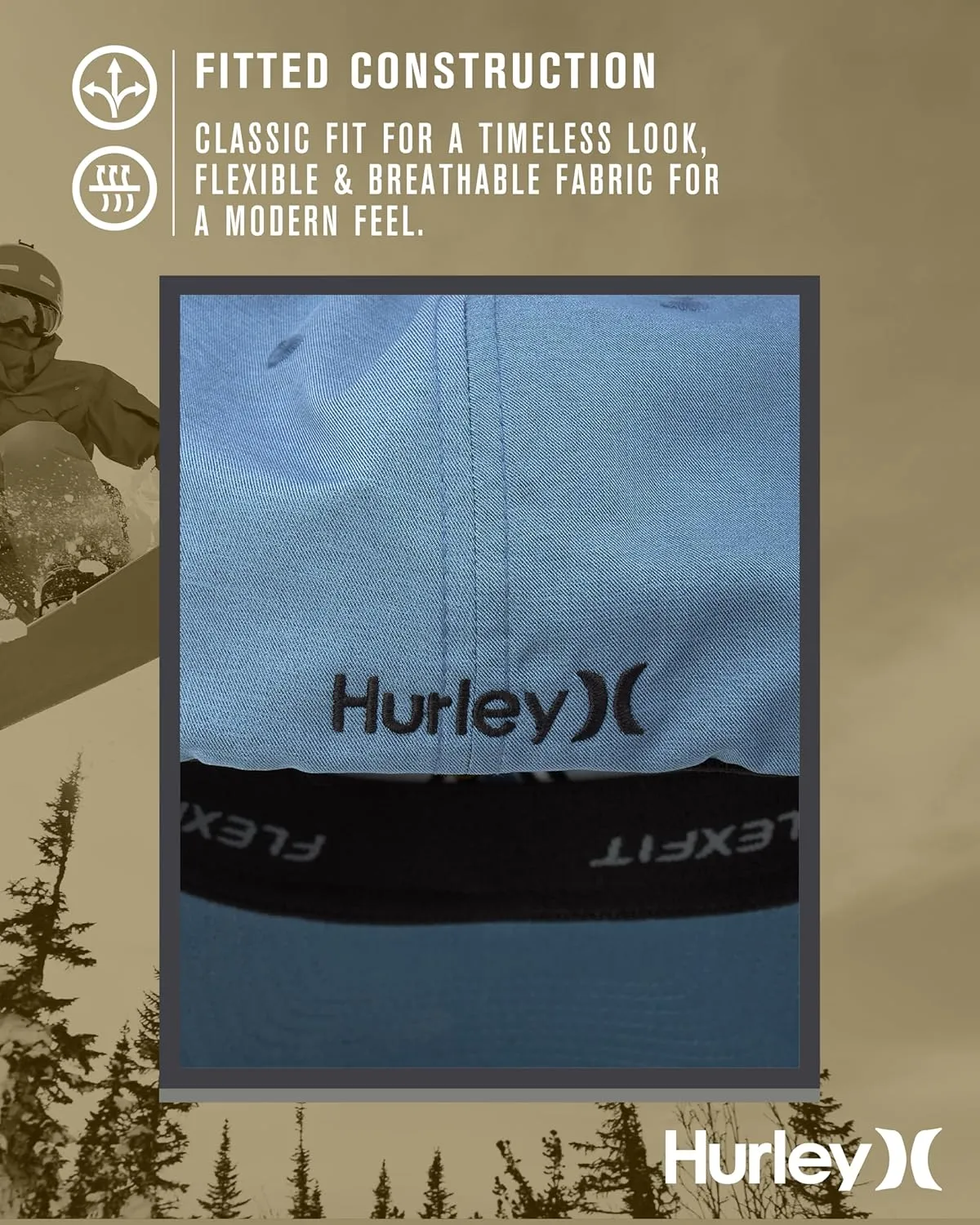 Hurley Men's Caps - One & Only Flexfit Textures Cap - Fitted Hats for Men, S-XL