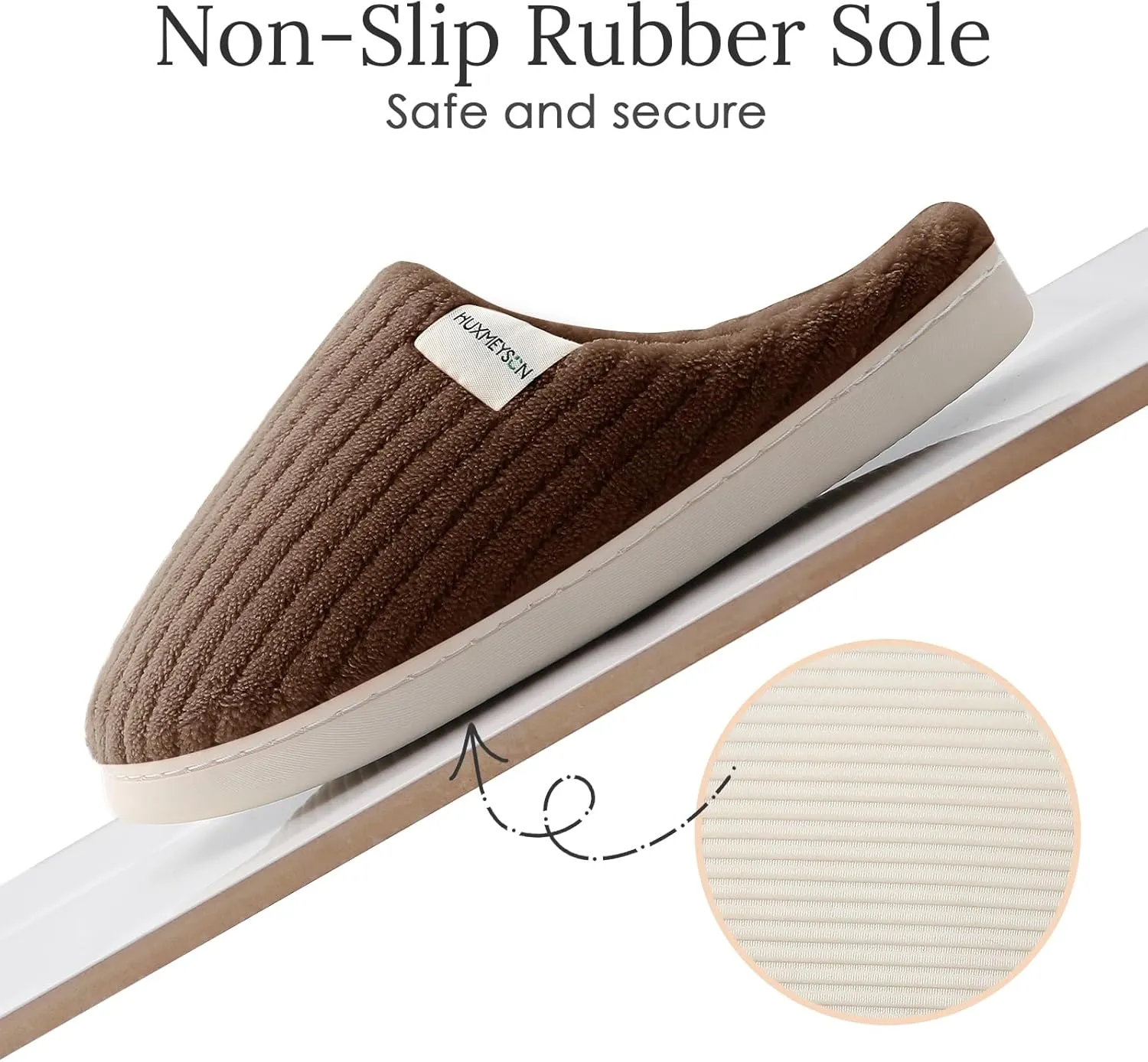 HUXMEYSON Slippers for Women, Warm Memory Foam Comfy House Slippers with Anti-Skid Rubber Sole for Indoor and Outdoor