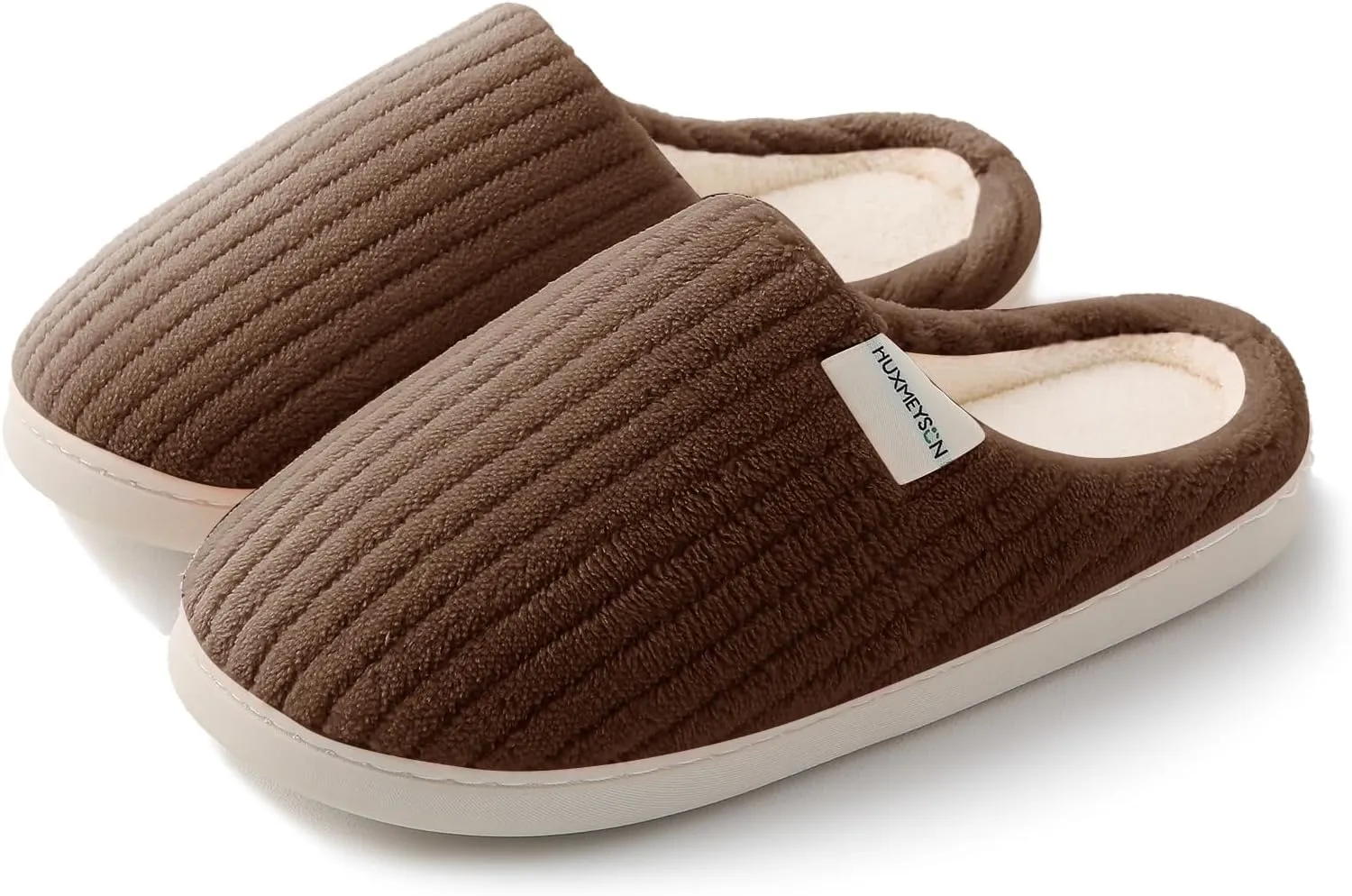 HUXMEYSON Slippers for Women, Warm Memory Foam Comfy House Slippers with Anti-Skid Rubber Sole for Indoor and Outdoor