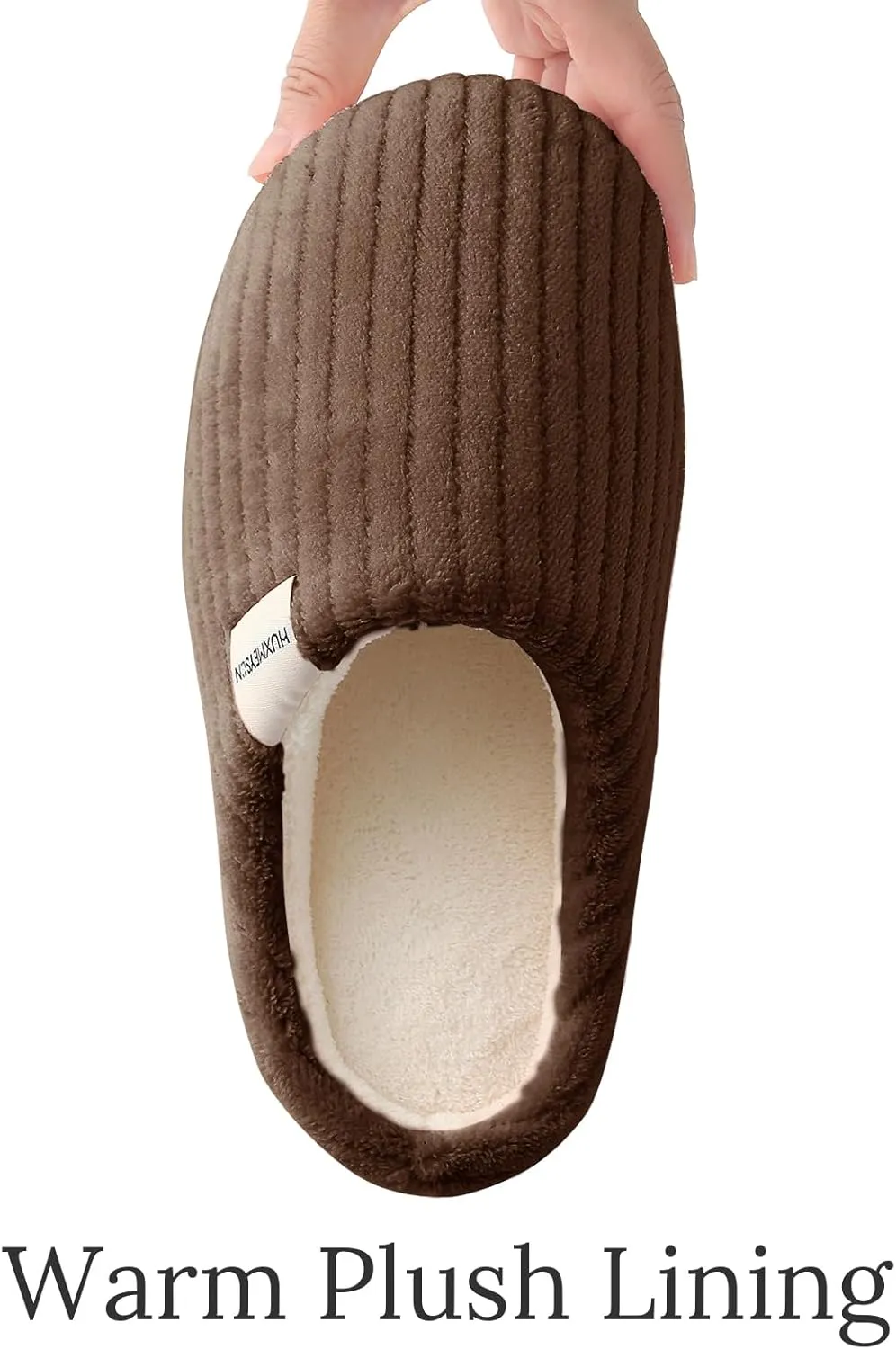 HUXMEYSON Slippers for Women, Warm Memory Foam Comfy House Slippers with Anti-Skid Rubber Sole for Indoor and Outdoor