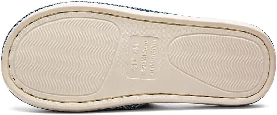 Linen Fabric Slippers Indoor House Slippers, All-Season Comfortable Breathable Non-Slip Silent Home Slippers