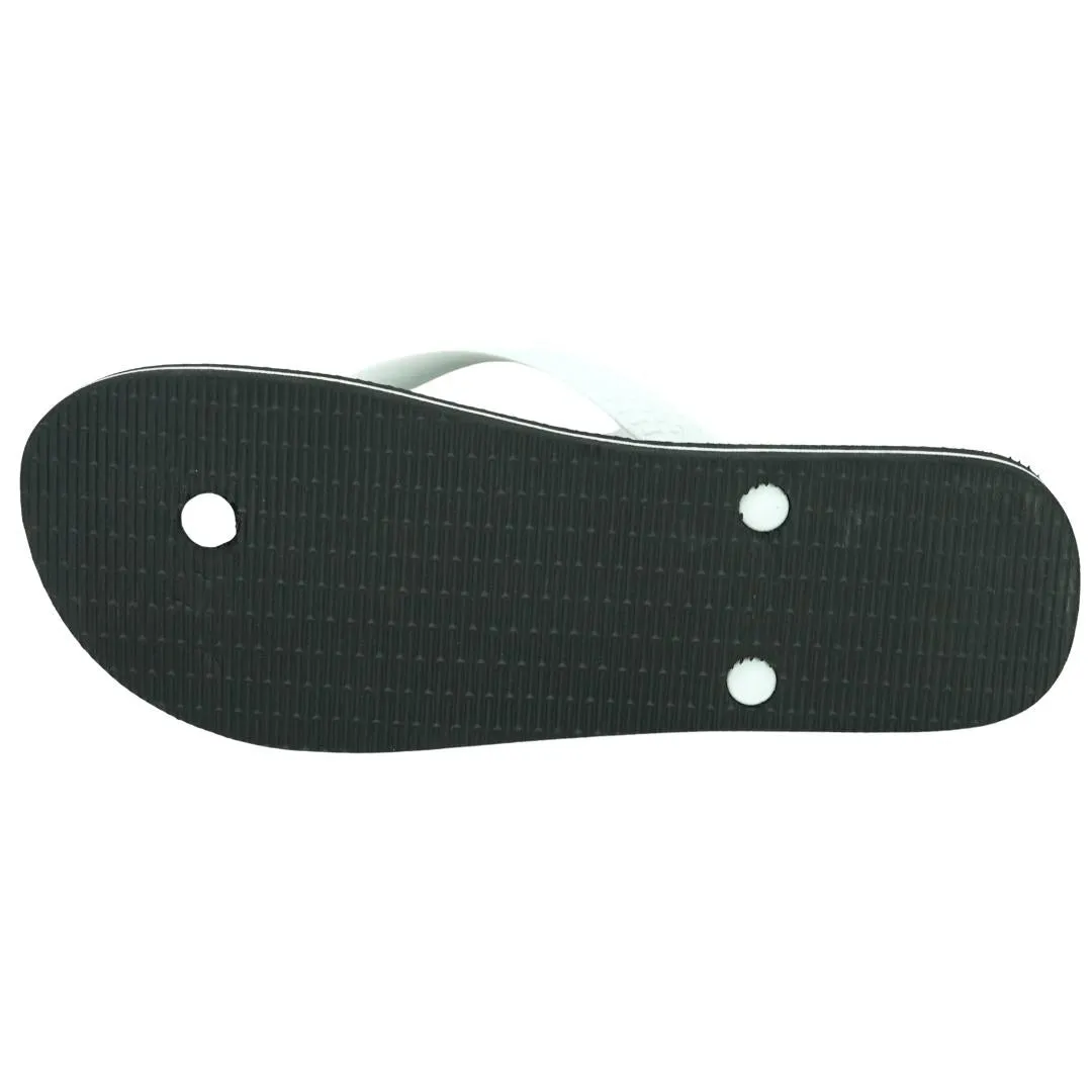 Philipp Plein Brand Logo Black White Flip Flops