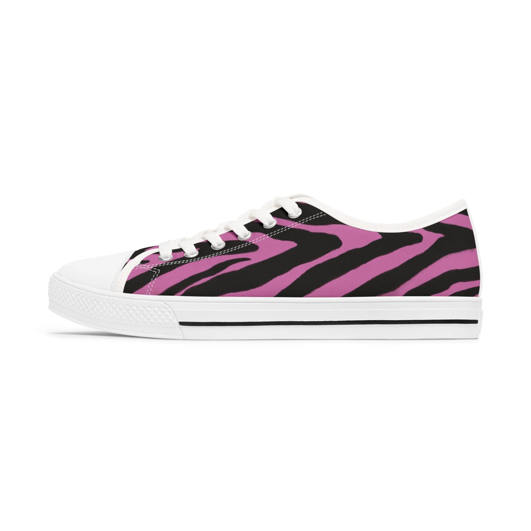 Pink Zebra Print Women's Sneakers, Zebra Striped Animal Print Women's Low Top Sneakers (US Size: 5.5-12)