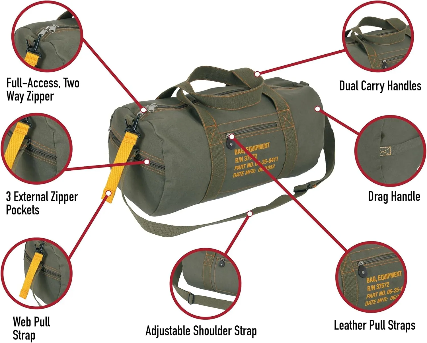 Rothco Canvas Equipment Duffle Bag ?C Travel & Gym Bag with Heavyweight Cotton Canvas Material ?C Great for Storing Gear, Clothing, and More