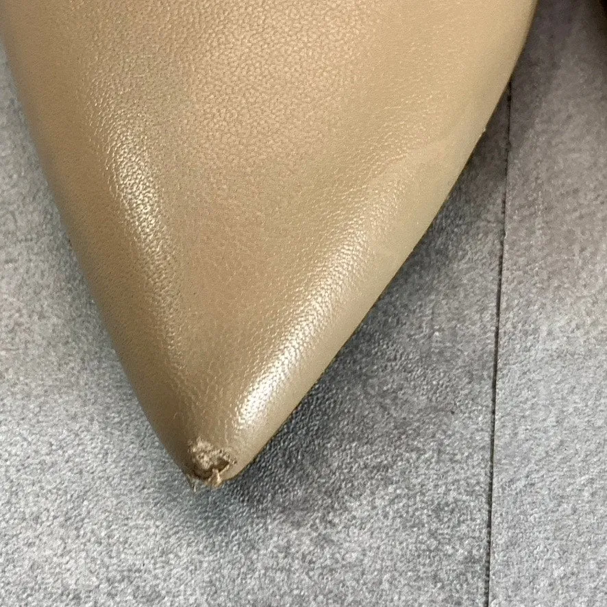 SAM EDELMAN Women's Beige Faux-Leather Hazel Pointed-Toe Slingback Pumps SZ 5