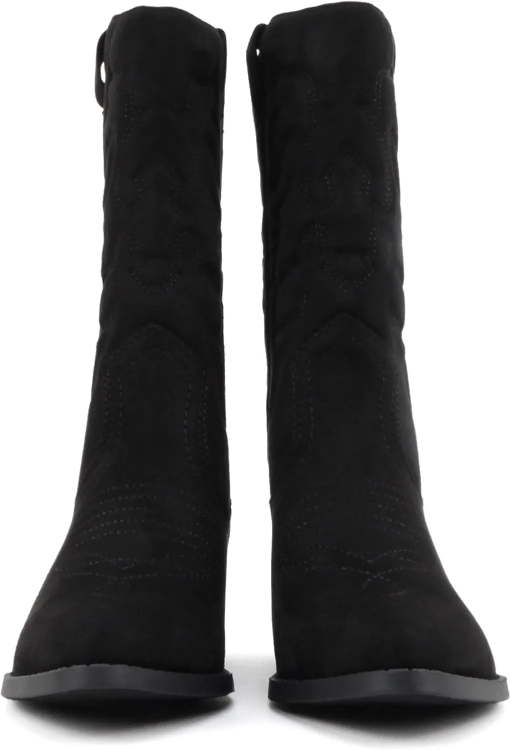 Soda TELLER ~ Women's Western Cowboy Boots with Stitched Detailing, Pointed Toe, and Low Block Heel