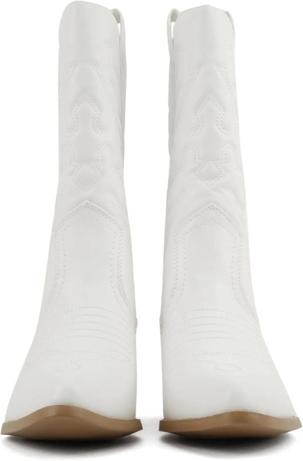 Soda TELLER ~ Women's Western Cowboy Boots with Stitched Detailing, Pointed Toe, and Low Block Heel