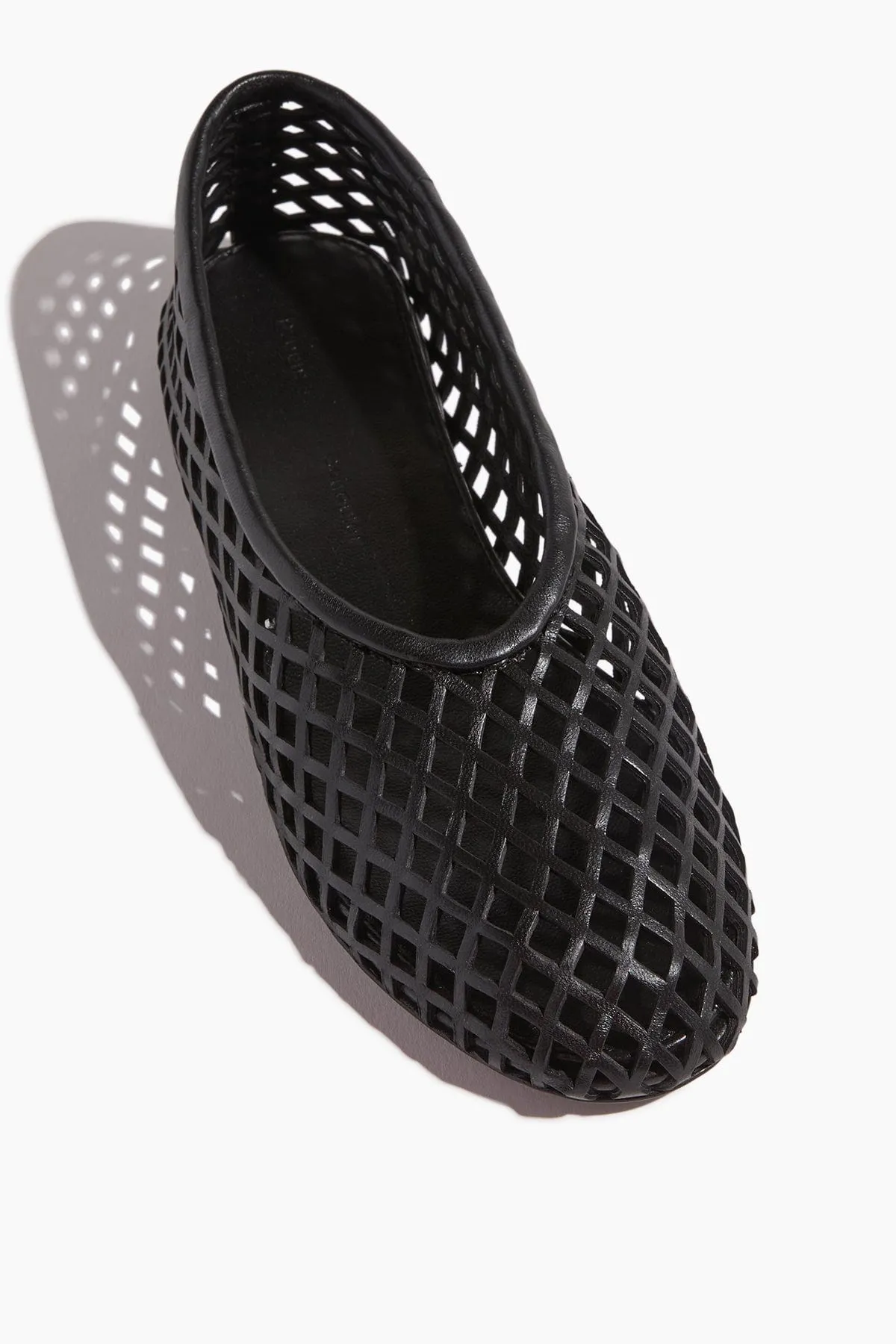 Tee Perforated Ballerina Flats in Black