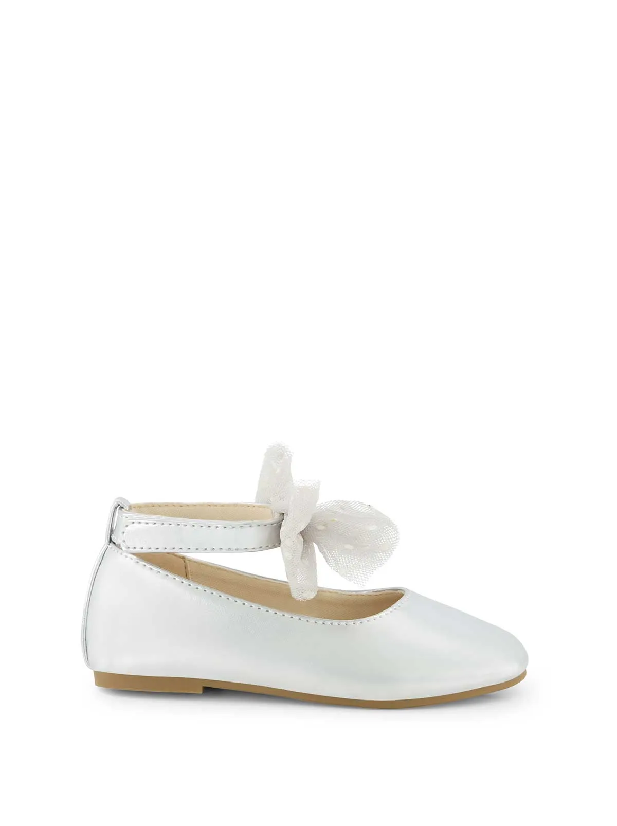 Toddler Amy Tulle Bow Ballet Flat in Silver