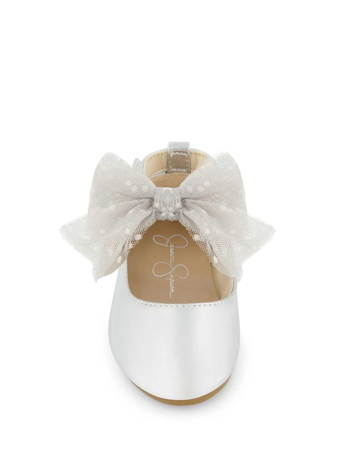 Toddler Amy Tulle Bow Ballet Flat in Silver