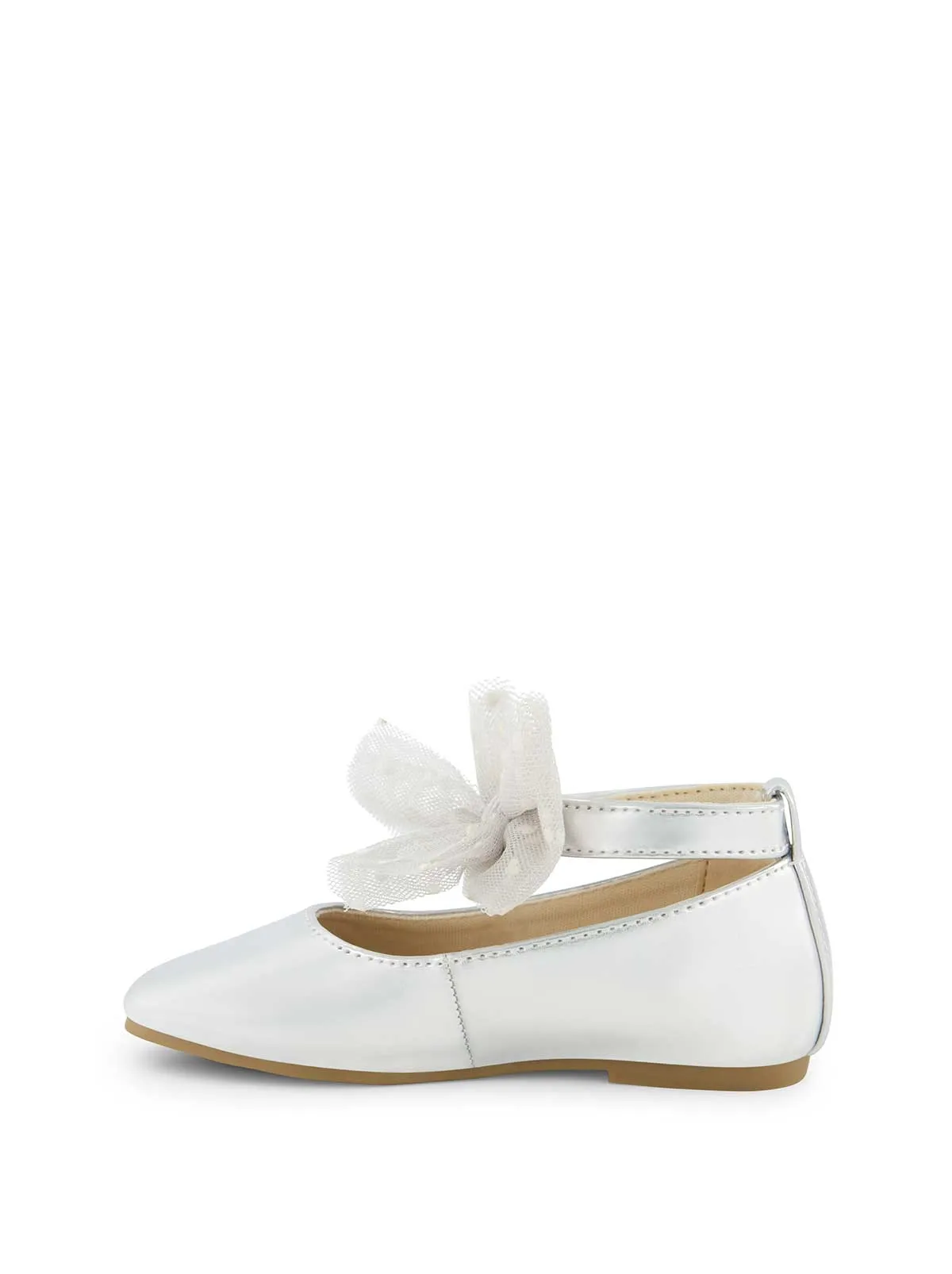 Toddler Amy Tulle Bow Ballet Flat in Silver