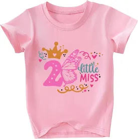 Toddler Girls 2nd Birthday Shirt Outfit for Girls Cute Two Years Old Birthday Gift