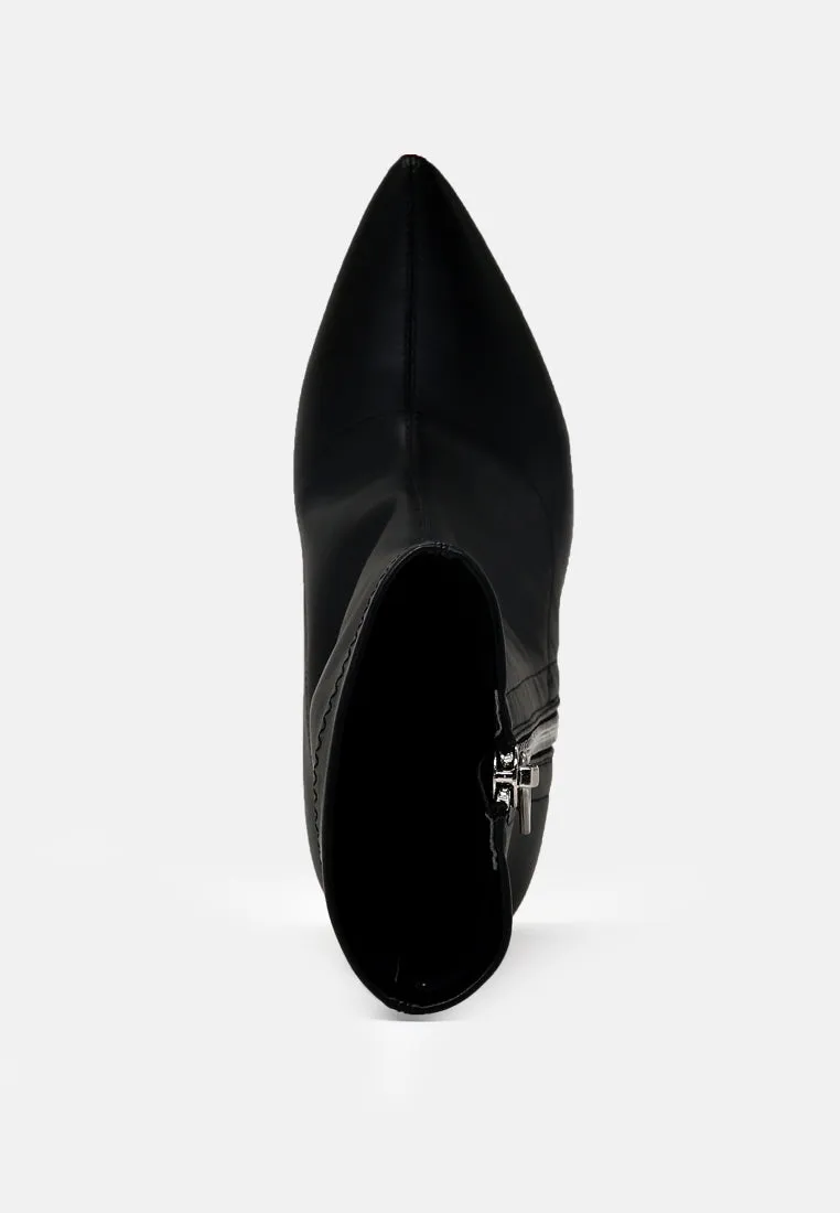 valeria pointed toe high ankle boots with side zipper