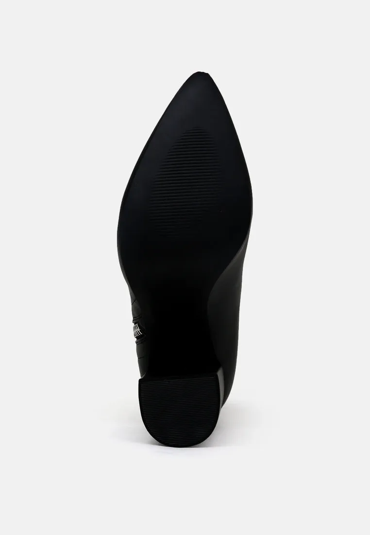 valeria pointed toe high ankle boots with side zipper